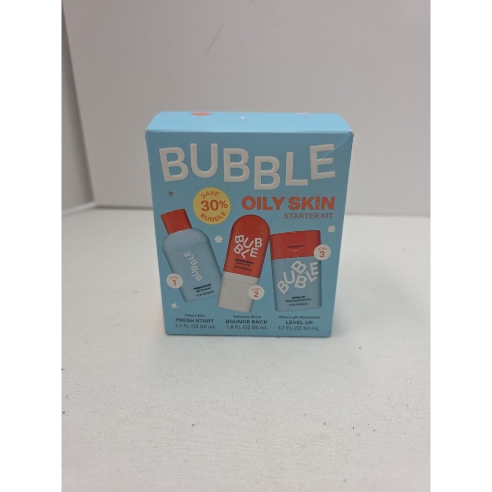 New Sealed Bubble Skincare 3-Step Balancing Bundle for Oily Skin